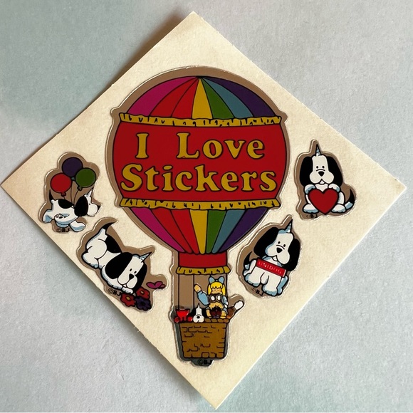 Vintage 1980 BJ Decal Specialties I LOVE STICKERS Prism Rainbow Sheet RARE - Picture 1 of 3